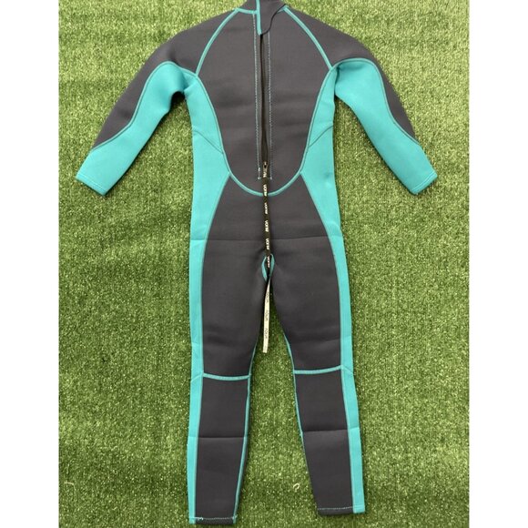 Vofiw Full Body Swimsuit Youth Kids Black Blue Zipper Back Size 10 - Picture 12 of 13